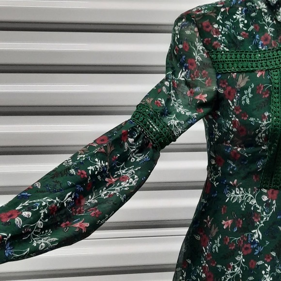 Free Generation Juniors Boho Dress Size Small Green Mini - Picture 3 of 7